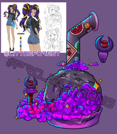 LittDeForest commissioned this beautiful Dark Magic Moon Bubbler! 90's inspired stickers with a touch of sailor moon.